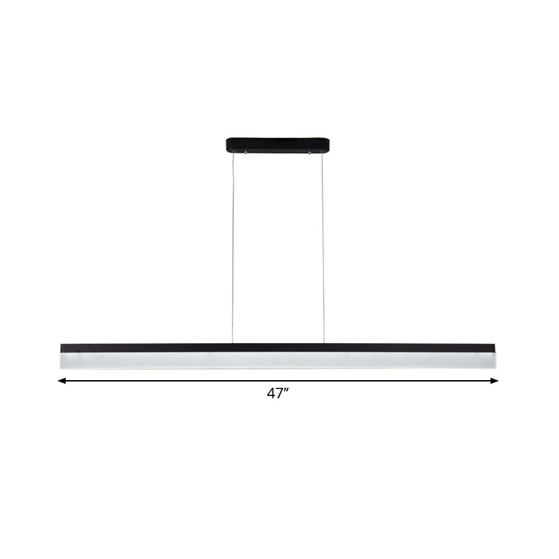 Black Ultrathin Linear Ceiling Lamp Simple 23.5"/35.5"/47" Wide LED Acrylic Hanging Pendant for Office Clearhalo 'Ceiling Lights' 'Modern Pendants' 'Modern' 'Pendant Lights' 'Pendants' Lighting' 1904325