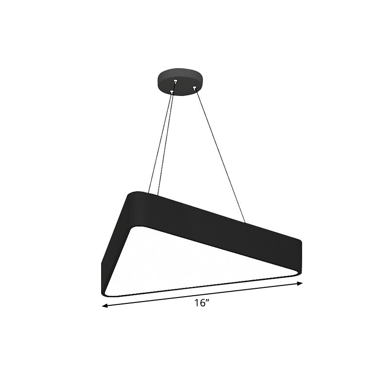 Triangle Cafe Ceiling Pendant Lamp Metal 16"/23.5" Wide LED Simple Down Lighting in Black/White Clearhalo 'Ceiling Lights' 'Modern Pendants' 'Modern' 'Pendant Lights' 'Pendants' Lighting' 1904329