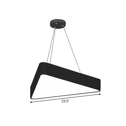 Triangle Cafe Ceiling Pendant Lamp Metal 16"/23.5" Wide LED Simple Down Lighting in Black/White Clearhalo 'Ceiling Lights' 'Modern Pendants' 'Modern' 'Pendant Lights' 'Pendants' Lighting' 1904330