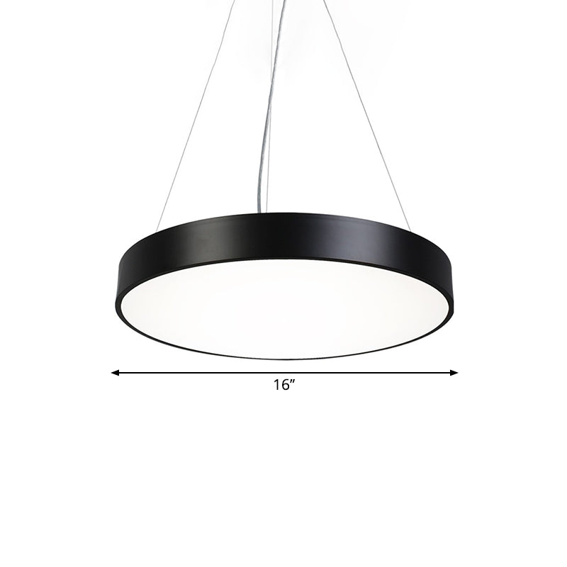 Round Plate Hanging Lamp Kit Nordic Iron Black LED Pendant Light Fixture in Warm/White Light, 16"/31.5"/39" Width Clearhalo 'Ceiling Lights' 'Modern Pendants' 'Modern' 'Pendant Lights' 'Pendants' Lighting' 1904332
