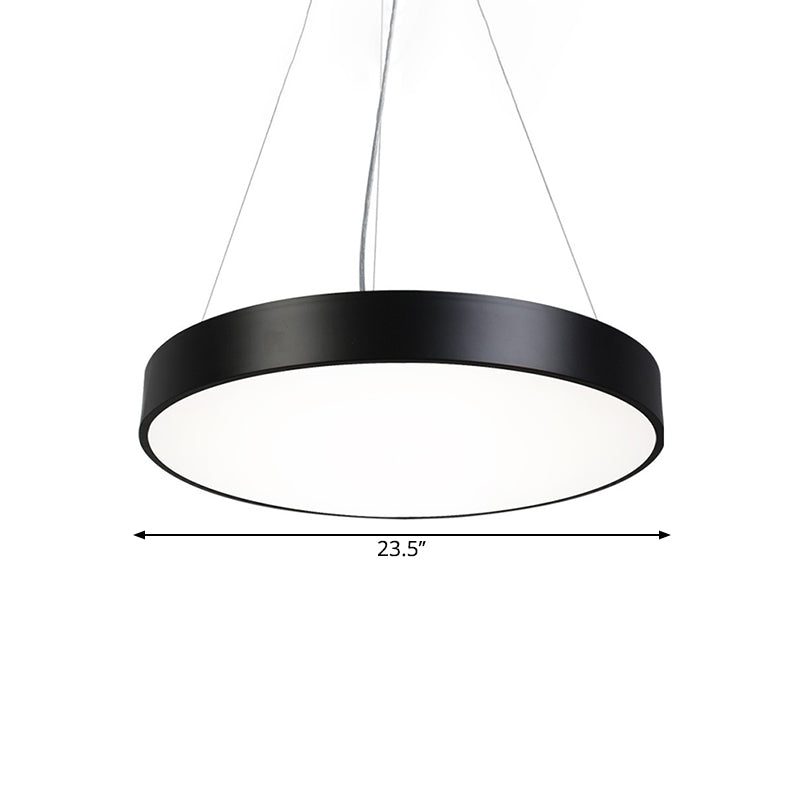 Round Plate Hanging Lamp Kit Nordic Iron Black LED Pendant Light Fixture in Warm/White Light, 16"/31.5"/39" Width Clearhalo 'Ceiling Lights' 'Modern Pendants' 'Modern' 'Pendant Lights' 'Pendants' Lighting' 1904333