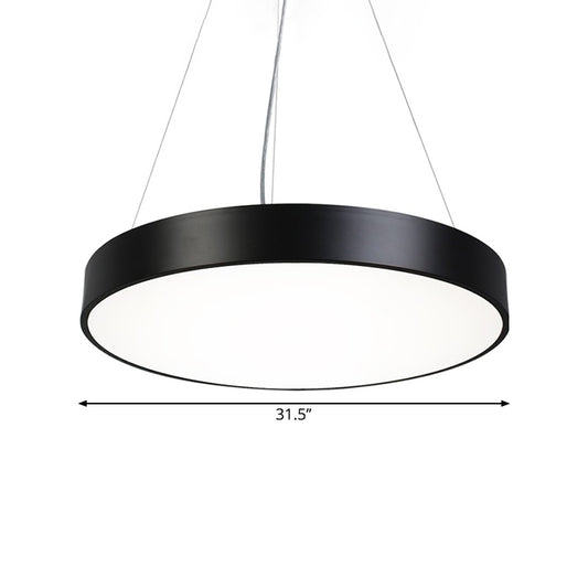 Round Plate Hanging Lamp Kit Nordic Iron Black LED Pendant Light Fixture in Warm/White Light, 16"/31.5"/39" Width Clearhalo 'Ceiling Lights' 'Modern Pendants' 'Modern' 'Pendant Lights' 'Pendants' Lighting' 1904334