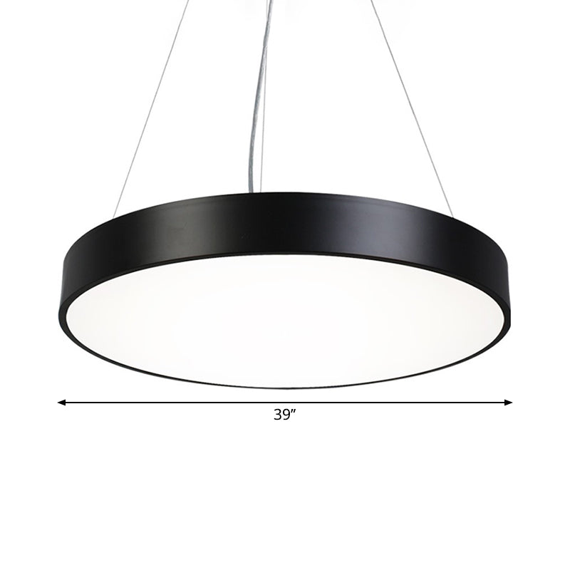 Round Plate Hanging Lamp Kit Nordic Iron Black LED Pendant Light Fixture in Warm/White Light, 16"/31.5"/39" Width Clearhalo 'Ceiling Lights' 'Modern Pendants' 'Modern' 'Pendant Lights' 'Pendants' Lighting' 1904335