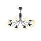 Contemporary Black Hanging Chandelier with Orb Shade 6 Lights Wrought Iron Ceiling Pendant Clearhalo 'Ceiling Lights' 'Chandeliers' 'Modern Chandeliers' 'Modern' Lighting' 190451