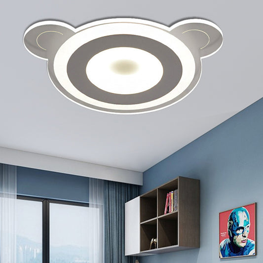 Bear Head Kid Bedroom Ceiling Lamp Acrylic Animal LED Ceiling Mount Light in White White Clearhalo 'Ceiling Lights' 'Close To Ceiling Lights' 'Close to ceiling' 'Flush mount' Lighting' 190473