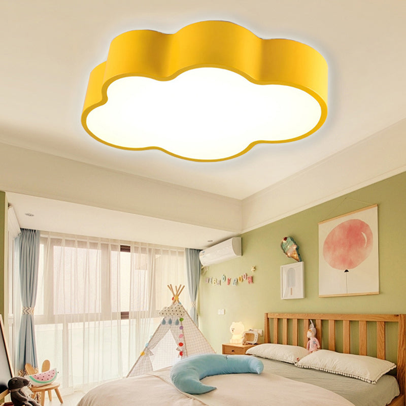 Cloud Shape Flush Ceiling Light Cartoon Acrylic LED Ceiling Lamp for Kindergarten Yellow 23.5" Clearhalo 'Ceiling Lights' 'Close To Ceiling Lights' 'Close to ceiling' 'Flush mount' Lighting' 190535