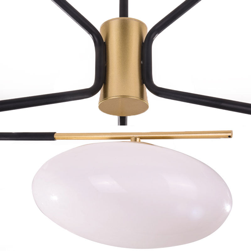 Opal Glass Ellipse Shade Pendant Light 6/8 Lights Post Modern Ceiling Hanging Lamp for Living Room Clearhalo 'Ceiling Lights' 'Chandeliers' 'Glass shade' 'Glass' 'Modern Chandeliers' 'Modern' 'Pendant Lights' Lighting' 190560
