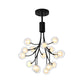 Black Finish Grape Hanging Chandelier 16 Lights Contemporary Metal Pendant Lamp Clearhalo 'Ceiling Lights' 'Chandeliers' 'Modern Chandeliers' 'Modern' Lighting' 190610