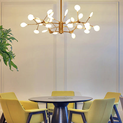 Iron Tree Twig Chandelier 27-Head Stunning Pendant Light in Gold Finish for Restaurant Hotel Gold Clearhalo 'Ceiling Lights' 'Chandeliers' 'Modern Chandeliers' 'Modern' Lighting' 190646