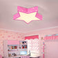 Metallic Star Flush Ceiling Light Macaron Red/Green/Pink LED Flushmount Lighting for Kids Bedroom, 18"/23.5" W Pink Clearhalo 'Ceiling Lights' 'Close To Ceiling Lights' 'Close to ceiling' 'Flush mount' Lighting' 1906861