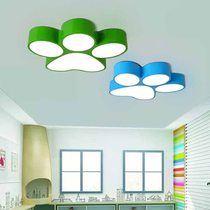 Creative Dog Paw Flush Mount Metal Kids Bedroom LED Ceiling Lighting in Red/Yellow/Blue, 18"/23.5" Width Clearhalo 'Ceiling Lights' 'Close To Ceiling Lights' 'Close to ceiling' 'Flush mount' Lighting' 1906902