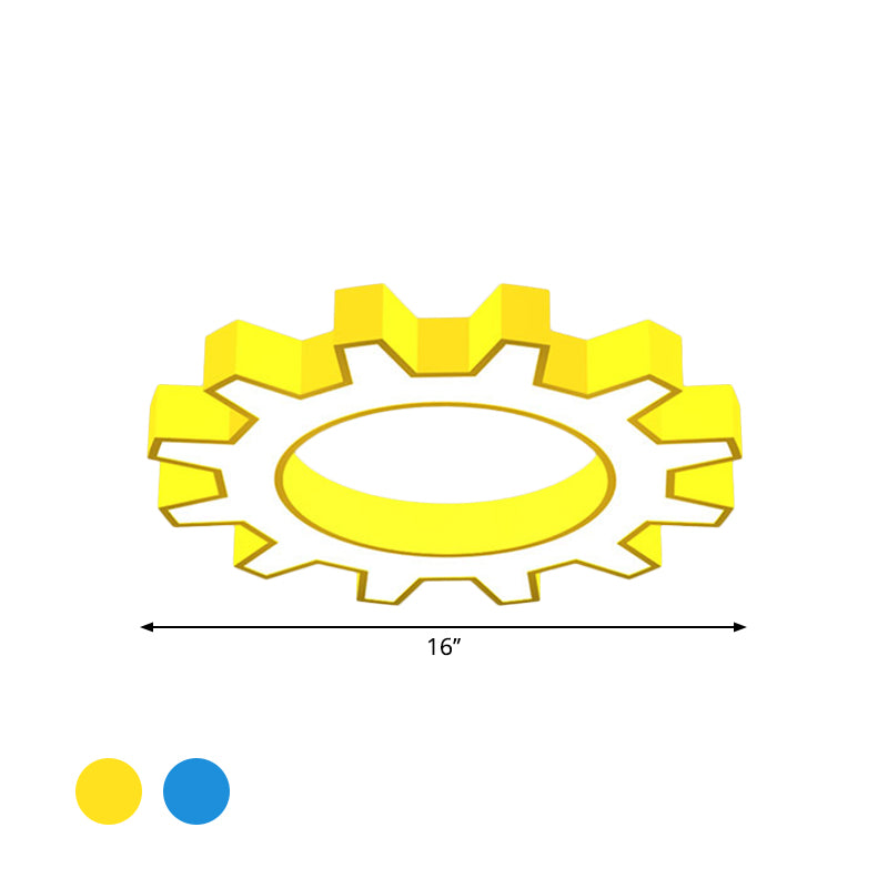 Acrylic Gear Flush Mount Ceiling Light Cartoon LED Flush Mounted Lamp in Yellow/Blue, 16"/19.5"/23.5" Wide Clearhalo 'Ceiling Lights' 'Close To Ceiling Lights' 'Close to ceiling' 'Flush mount' Lighting' 1906934