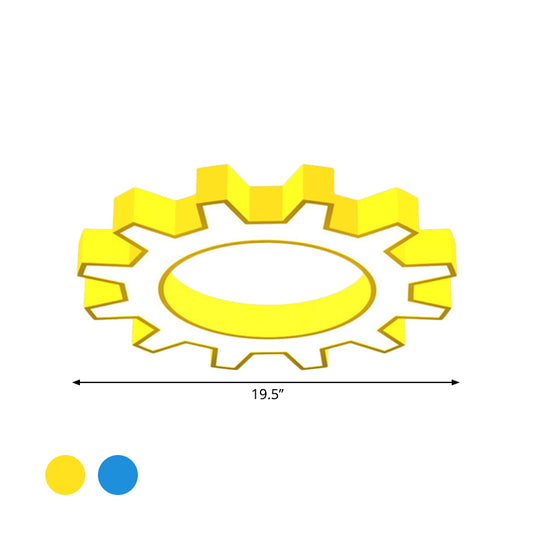Acrylic Gear Flush Mount Ceiling Light Cartoon LED Flush Mounted Lamp in Yellow/Blue, 16"/19.5"/23.5" Wide Clearhalo 'Ceiling Lights' 'Close To Ceiling Lights' 'Close to ceiling' 'Flush mount' Lighting' 1906935