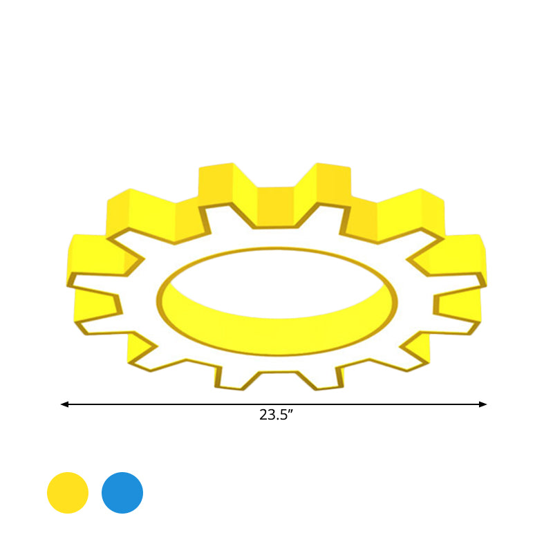 Acrylic Gear Flush Mount Ceiling Light Cartoon LED Flush Mounted Lamp in Yellow/Blue, 16"/19.5"/23.5" Wide Clearhalo 'Ceiling Lights' 'Close To Ceiling Lights' 'Close to ceiling' 'Flush mount' Lighting' 1906936