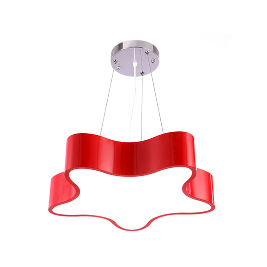 Child Care Centre LED Hanging Light Kids Red/Green/Yellow Finish Drop Pendant with Star Acrylic Shade, 11"/15" W Clearhalo 'Ceiling Lights' 'Chandeliers' Lighting' options 1906959