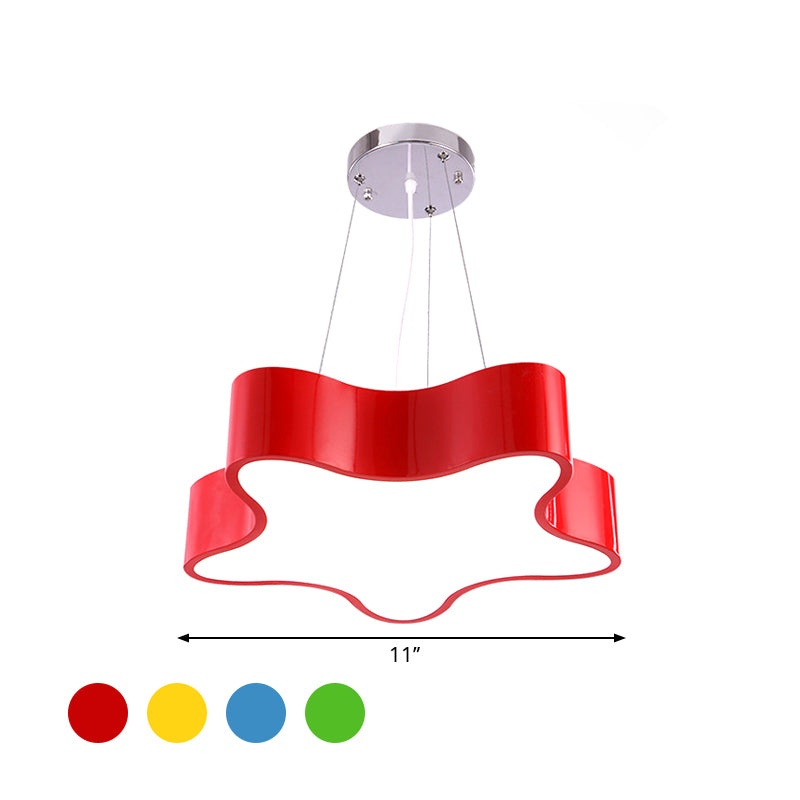 Child Care Centre LED Hanging Light Kids Red/Green/Yellow Finish Drop Pendant with Star Acrylic Shade, 11"/15" W Clearhalo 'Ceiling Lights' 'Chandeliers' Lighting' options 1906960