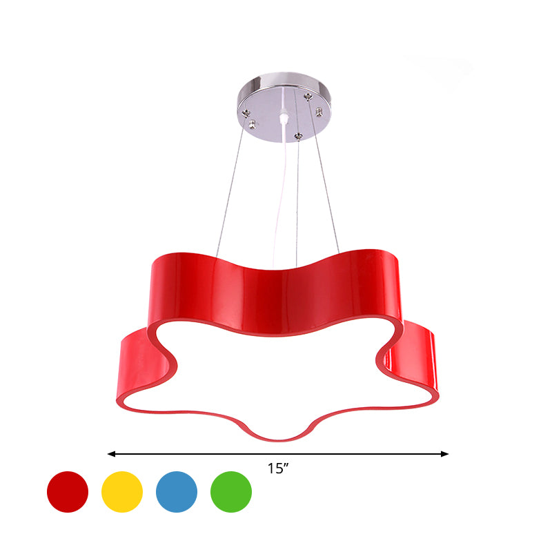 Child Care Centre LED Hanging Light Kids Red/Green/Yellow Finish Drop Pendant with Star Acrylic Shade, 11"/15" W Clearhalo 'Ceiling Lights' 'Chandeliers' Lighting' options 1906961