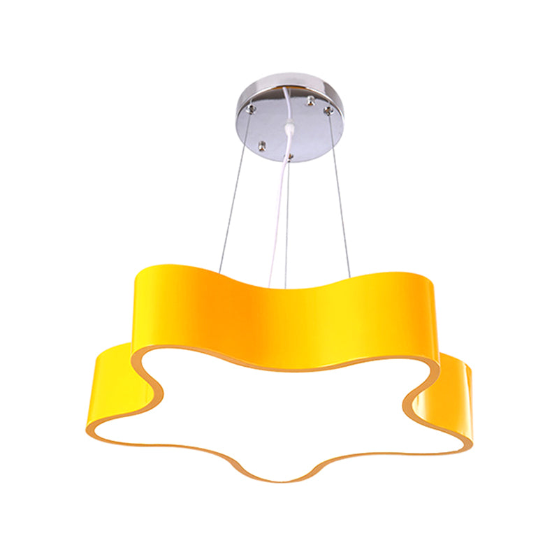 Child Care Centre LED Hanging Light Kids Red/Green/Yellow Finish Drop Pendant with Star Acrylic Shade, 11"/15" W Clearhalo 'Ceiling Lights' 'Chandeliers' Lighting' options 1906962