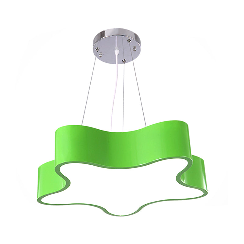 Child Care Centre LED Hanging Light Kids Red/Green/Yellow Finish Drop Pendant with Star Acrylic Shade, 11"/15" W Green Clearhalo 'Ceiling Lights' 'Chandeliers' Lighting' options 1906964_86e36341-375a-432b-81cc-1463da3e8302