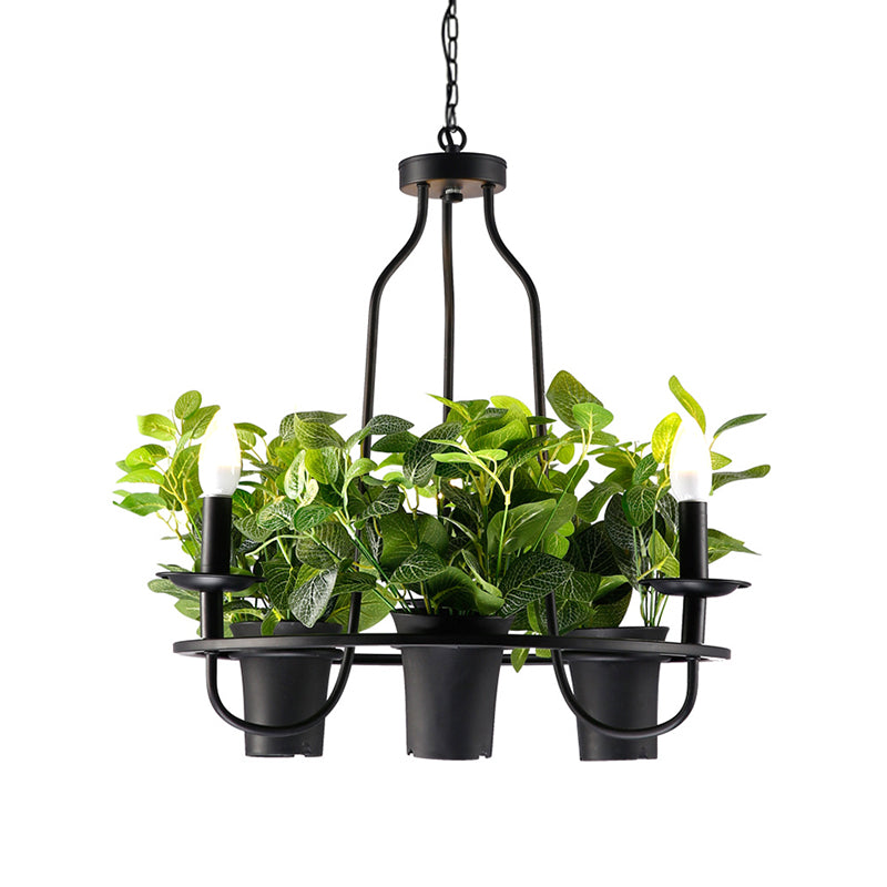 3/6 Bulbs Bonsai Ceiling Chandelier Vintage 1/2-Layer Iron Pendant Light in Black, 19.5"/27.5" Width Clearhalo 'Cast Iron' 'Ceiling Lights' 'Chandeliers' 'Industrial Chandeliers' 'Industrial' 'Metal' 'Middle Century Chandeliers' 'Rustic Chandeliers' 'Tiffany' Lighting' 1907019