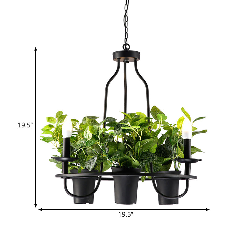 3/6 Bulbs Bonsai Ceiling Chandelier Vintage 1/2-Layer Iron Pendant Light in Black, 19.5"/27.5" Width Clearhalo 'Cast Iron' 'Ceiling Lights' 'Chandeliers' 'Industrial Chandeliers' 'Industrial' 'Metal' 'Middle Century Chandeliers' 'Rustic Chandeliers' 'Tiffany' Lighting' 1907020