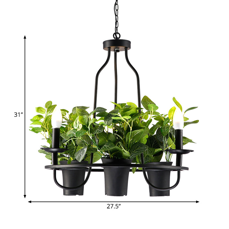 3/6 Bulbs Bonsai Ceiling Chandelier Vintage 1/2-Layer Iron Pendant Light in Black, 19.5"/27.5" Width Clearhalo 'Cast Iron' 'Ceiling Lights' 'Chandeliers' 'Industrial Chandeliers' 'Industrial' 'Metal' 'Middle Century Chandeliers' 'Rustic Chandeliers' 'Tiffany' Lighting' 1907021