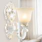 Cream Glass White Wall Sconce Blossom 1/2-Head Cottage Wall Lighting Fixture for Living Room Clearhalo 'Wall Lamps & Sconces' 'Wall Lights' Lighting' 1907307