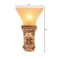 Gold 1-Head Wall Mount Lamp Loft Style Amber Fluted Glass Trapezoid Wall Lighting Fixture Clearhalo 'Wall Lamps & Sconces' 'Wall Lights' Lighting' 1907403