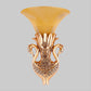 Dual Swan Sitting Room Sconce Lamp Farmhouse Resin Single Bulb Gold Wall Lighting Idea with Fluted Glass Shade Clearhalo 'Wall Lamps & Sconces' 'Wall Lights' Lighting' 1907437