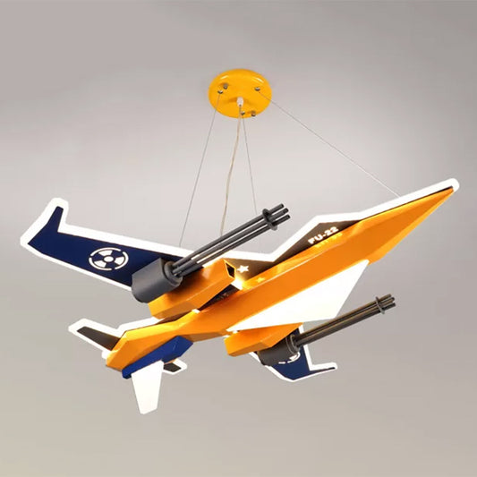 Metal Fighter Figure Hanging Chandelier Contemporary LED Yellow Suspension Lamp for Boys Room Clearhalo 'Ceiling Lights' 'Chandeliers' Lighting' options 1907548