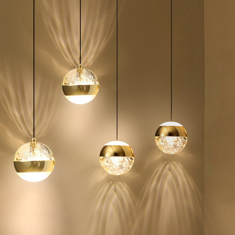 Simplicity Sphere Pendant Light Crystal Ball 1 Bulb Bedroom Suspended Lighting Fixture in Gold Gold Clearhalo 'Ceiling Lights' 'Modern Pendants' 'Modern' 'Pendant Lights' 'Pendants' Lighting' 1907675
