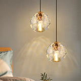Simplicity Sphere Pendant Light Crystal Ball 1 Bulb Bedroom Suspended Lighting Fixture in Gold Clearhalo 'Ceiling Lights' 'Modern Pendants' 'Modern' 'Pendant Lights' 'Pendants' Lighting' 1907677