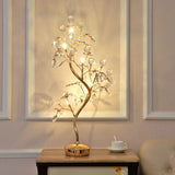 Leaf Sleeping Room Desk Light Cut Crystal 6-Bulb Contemporary Night Lamp with Tree Design in Gold Gold Clearhalo 'Lamps' 'Table Lamps' Lighting' 1907698