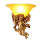 1-Light Surface Wall Sconce Rural Bedroom Resin Angel Wall Lamp with Half-Bell Frosted Glass Shade in Gold Clearhalo 'Wall Lamps & Sconces' 'Wall Lights' Lighting' 1907708