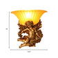 1-Light Surface Wall Sconce Rural Bedroom Resin Angel Wall Lamp with Half-Bell Frosted Glass Shade in Gold Clearhalo 'Wall Lamps & Sconces' 'Wall Lights' Lighting' 1907723