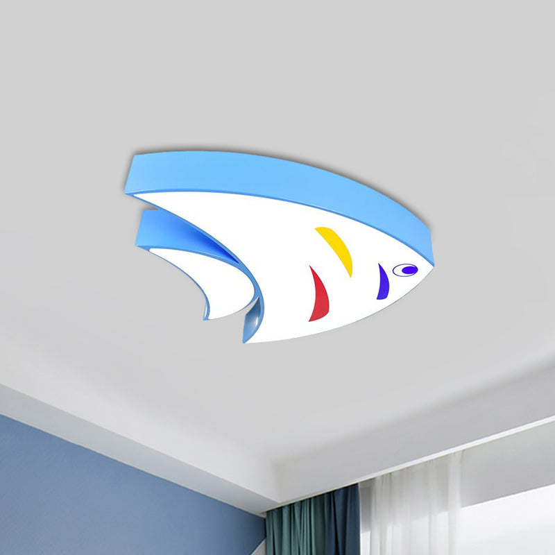 Acrylic Tropical Fish Flush Mount Light Children Style Red/Yellow/Blue LED Close to Ceiling Lamp Blue Clearhalo 'Ceiling Lights' 'Close To Ceiling Lights' 'Close to ceiling' 'Flush mount' Lighting' 1907888