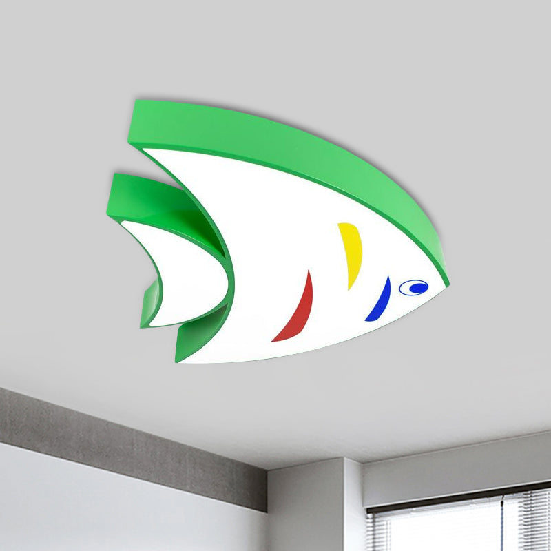 Acrylic Tropical Fish Flush Mount Light Children Style Red/Yellow/Blue LED Close to Ceiling Lamp Green Clearhalo 'Ceiling Lights' 'Close To Ceiling Lights' 'Close to ceiling' 'Flush mount' Lighting' 1907908