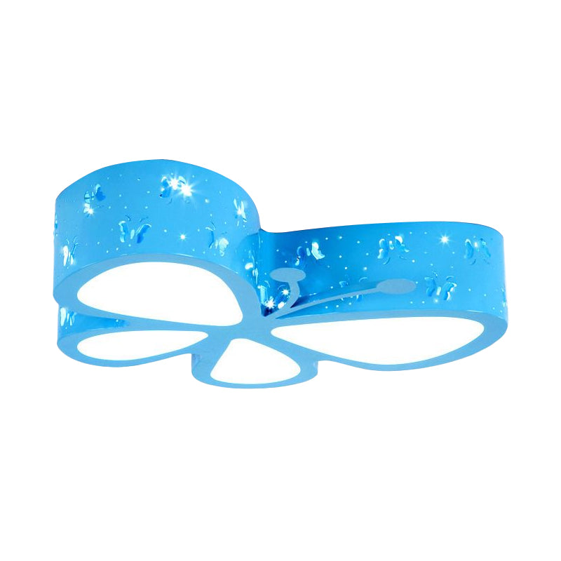 Pink/Blue/Orange Butterfly Ceiling Fixture Kids LED Acrylic Flush Mount Recessed Lighting, Warm/White Light Clearhalo 'Ceiling Lights' 'Close To Ceiling Lights' 'Close to ceiling' 'Flush mount' Lighting' 1907913