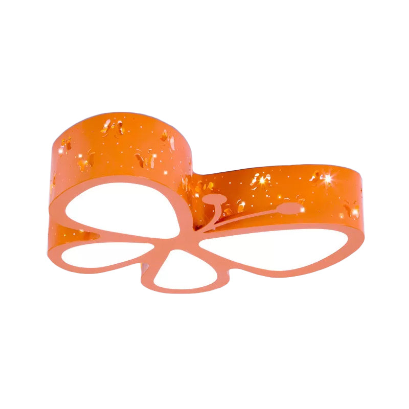 Pink/Blue/Orange Butterfly Ceiling Fixture Kids LED Acrylic Flush Mount Recessed Lighting, Warm/White Light Clearhalo 'Ceiling Lights' 'Close To Ceiling Lights' 'Close to ceiling' 'Flush mount' Lighting' 1907918