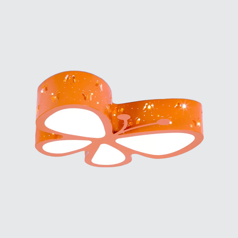 Pink/Blue/Orange Butterfly Ceiling Fixture Kids LED Acrylic Flush Mount Recessed Lighting, Warm/White Light Clearhalo 'Ceiling Lights' 'Close To Ceiling Lights' 'Close to ceiling' 'Flush mount' Lighting' 1907919