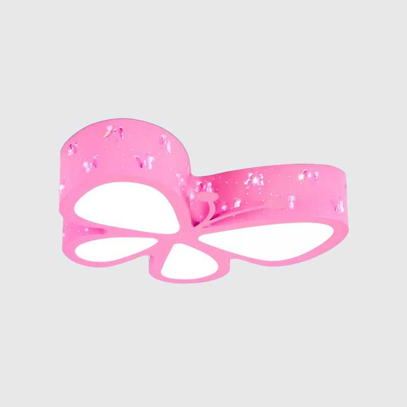 Pink/Blue/Orange Butterfly Ceiling Fixture Kids LED Acrylic Flush Mount Recessed Lighting, Warm/White Light Clearhalo 'Ceiling Lights' 'Close To Ceiling Lights' 'Close to ceiling' 'Flush mount' Lighting' 1907923