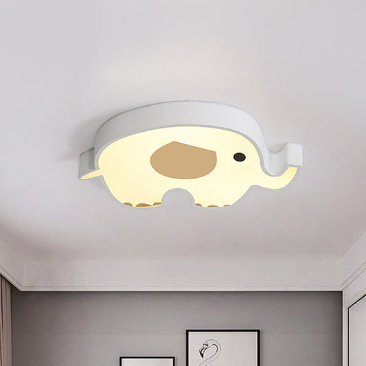 Sleeping Room LED Flush Mount Lamp Children White Ceiling Light Fixture with Elephant Acrylic Shade, Warm/White/Natural Light White Clearhalo 'Ceiling Lights' 'Close To Ceiling Lights' 'Close to ceiling' 'Flush mount' Lighting' 1907924