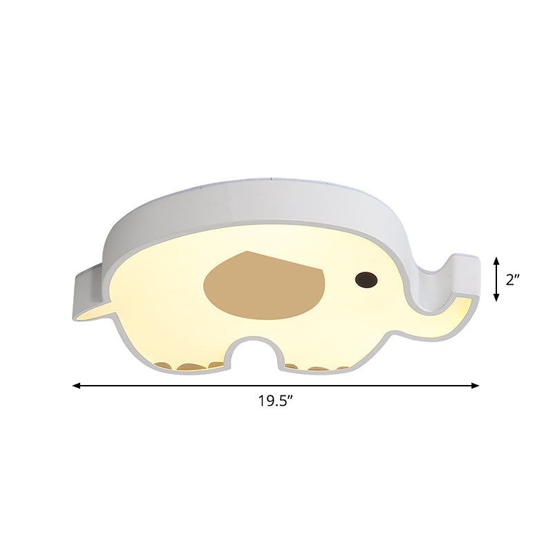 Sleeping Room LED Flush Mount Lamp Children White Ceiling Light Fixture with Elephant Acrylic Shade, Warm/White/Natural Light Clearhalo 'Ceiling Lights' 'Close To Ceiling Lights' 'Close to ceiling' 'Flush mount' Lighting' 1907927