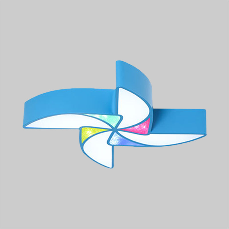 LED Playroom Flush Light Fixture Modernism Blue/Green/Pink Ceiling Flush Mount with Windmill Acrylic Shade Clearhalo 'Ceiling Lights' 'Close To Ceiling Lights' 'Close to ceiling' 'Flush mount' Lighting' 1908238