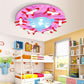 Wood Round Ceiling Lamp with Airplane Game Room Kids Eye-Caring Ceiling Mount Light Pink Clearhalo 'Ceiling Lights' 'Close To Ceiling Lights' 'Close to ceiling' 'Flush mount' Lighting' 190826