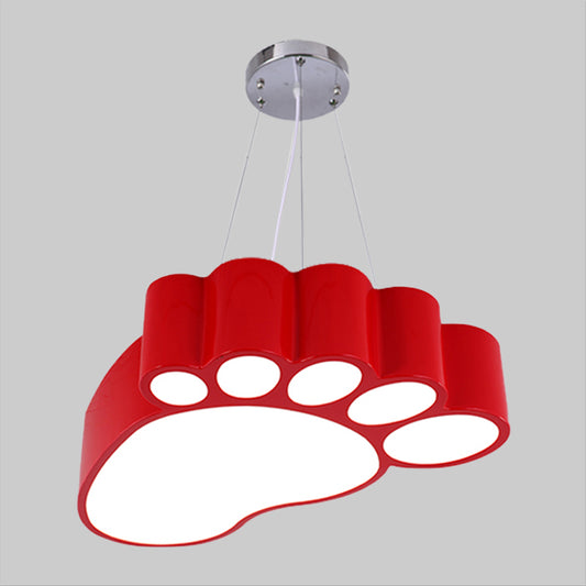 Foot Shape Ceiling Hang Fixture Simplicity Acrylic Yellow/Red/Green LED Chandelier Lighting for Nursery Clearhalo 'Ceiling Lights' 'Chandeliers' Lighting' options 1908278