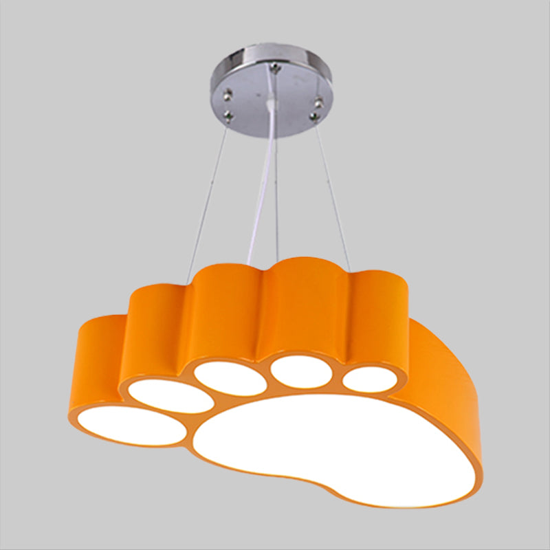 Foot Shape Ceiling Hang Fixture Simplicity Acrylic Yellow/Red/Green LED Chandelier Lighting for Nursery Clearhalo 'Ceiling Lights' 'Chandeliers' Lighting' options 1908283