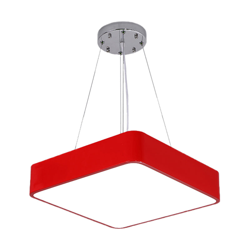Square Kindergarten Chandelier Lamp Acrylic Nordic Style LED Pendant Light Kit in Yellow/Red/Blue Clearhalo 'Ceiling Lights' 'Chandeliers' Lighting' options 1908309
