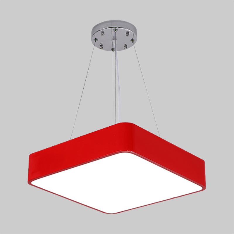 Square Kindergarten Chandelier Lamp Acrylic Nordic Style LED Pendant Light Kit in Yellow/Red/Blue Clearhalo 'Ceiling Lights' 'Chandeliers' Lighting' options 1908310