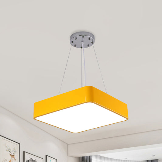 Square Kindergarten Chandelier Lamp Acrylic Nordic Style LED Pendant Light Kit in Yellow/Red/Blue Clearhalo 'Ceiling Lights' 'Chandeliers' Lighting' options 1908313